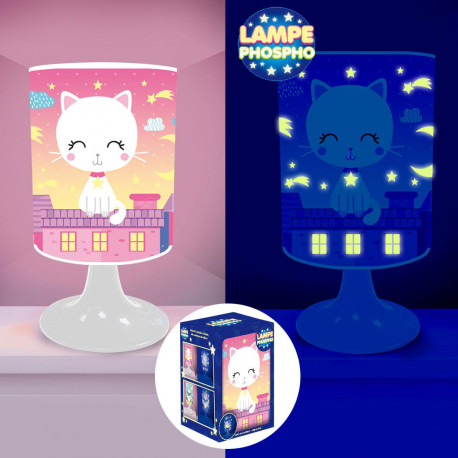 Lampe De Chevet Chat Pour Enfant Avec Motifs Phosphorescents Sur Rapid Cadeau