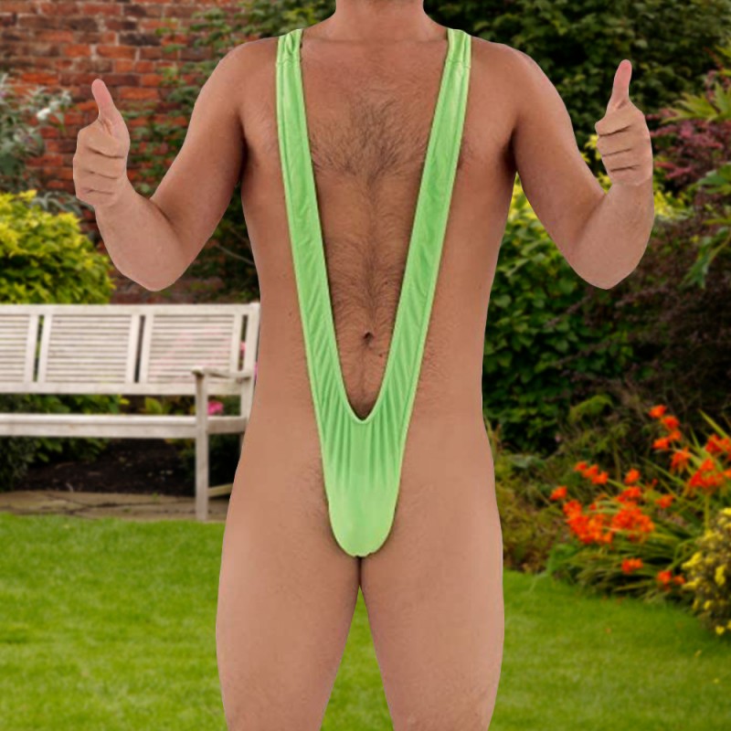 Mankini pour homme - Bikini borat maillot de bain - Vert - Nylon