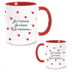 Mug Je t'aimais, je t'aime et je t 'aimerai - Cœurs Rouges