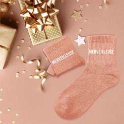 Chaussettes Paillettes Colorées Mot Fantaisie